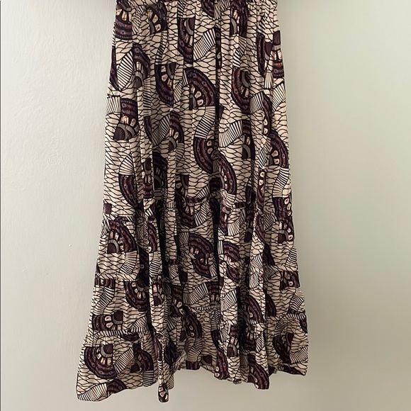 Ulla Johnson Cream Maxi Dress with Black & Brown Fan Motif - Picture 6 of 7